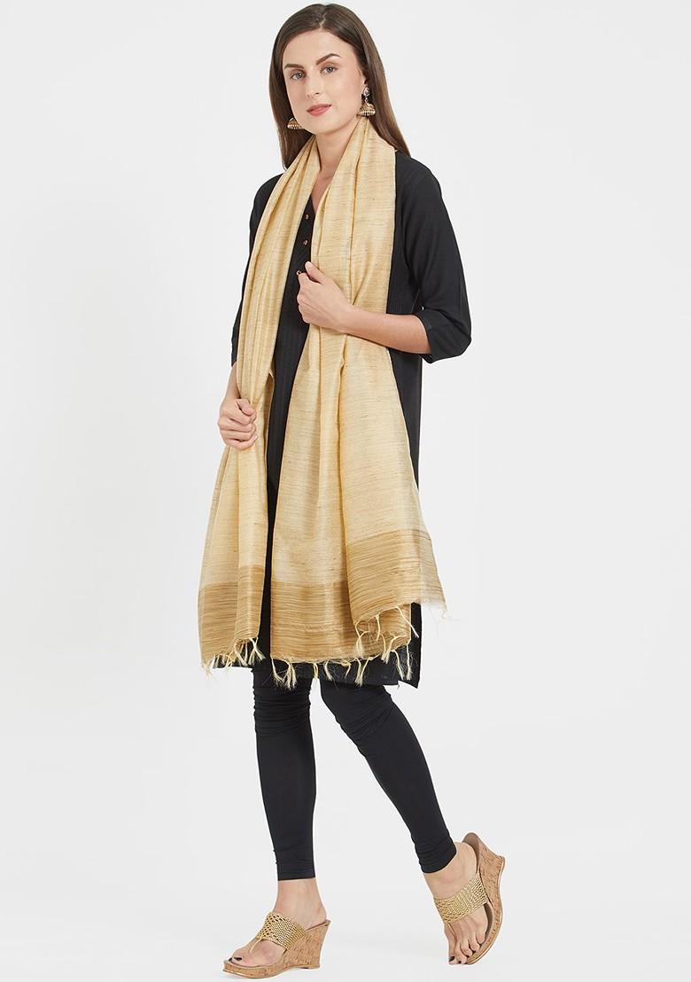 Beige Solid Dupatta