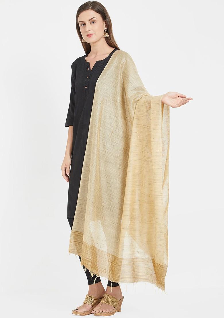 Beige Solid Dupatta