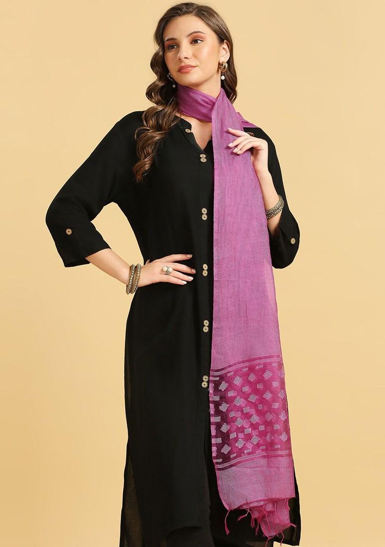 Striped Tasselled Organza Dupatta