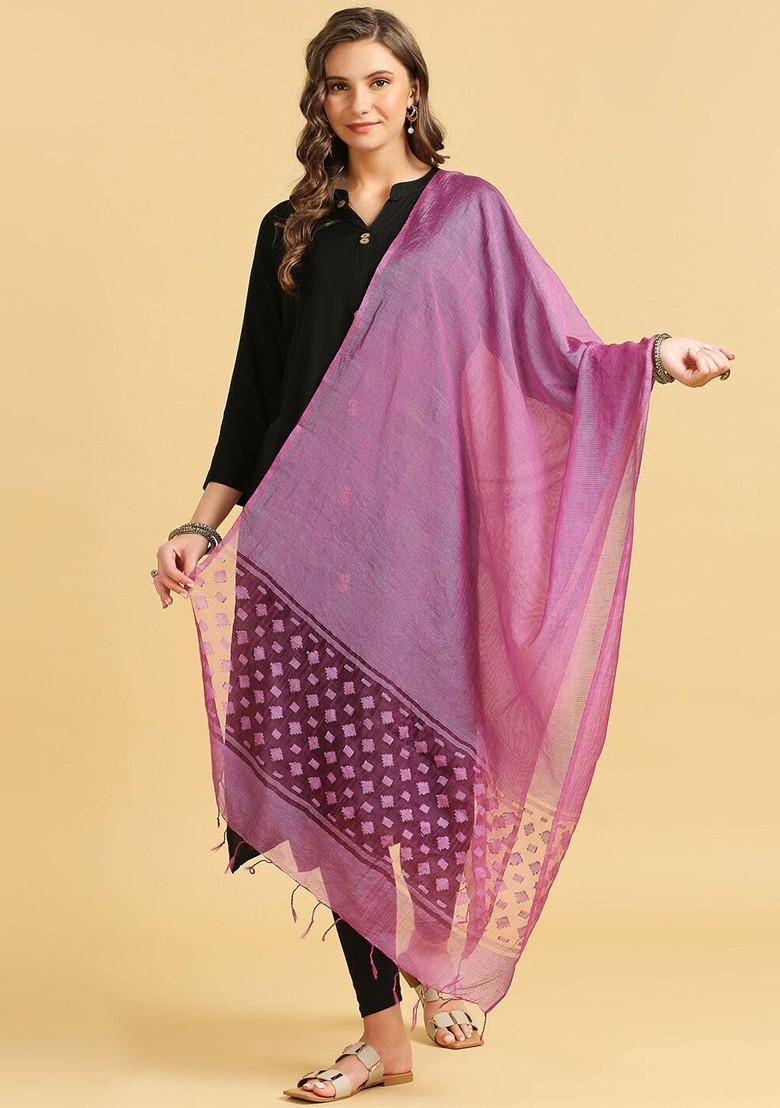 Striped Tasselled Organza Dupatta