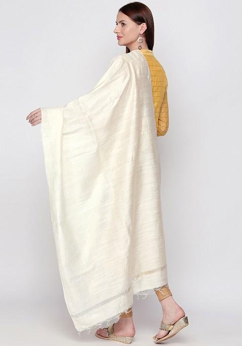 Off White Solid Dupatta