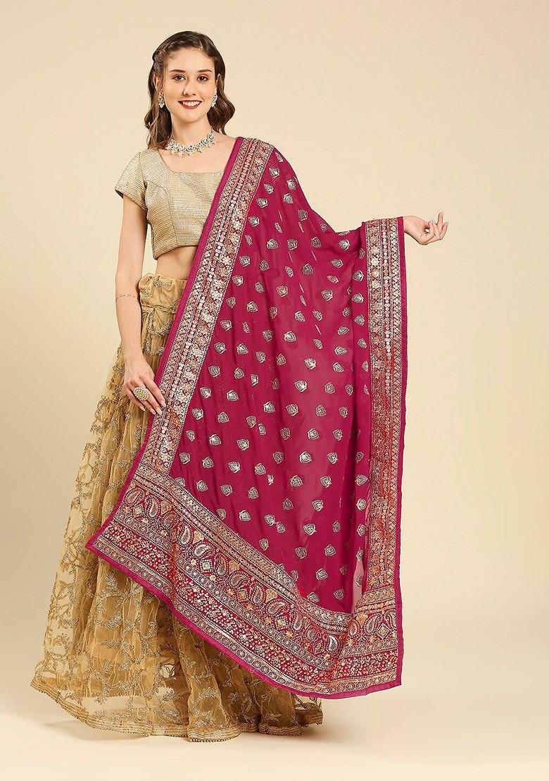 Embroidered Bridal Dupatta With Zardozi