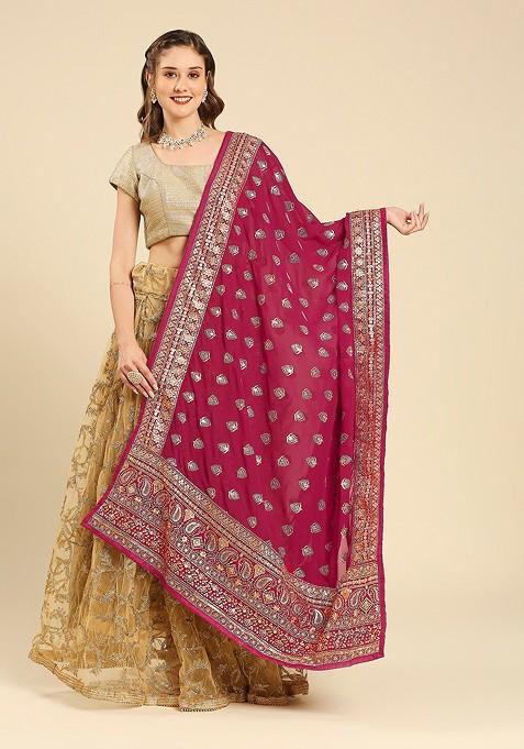 Embroidered Bridal Dupatta With Zardozi