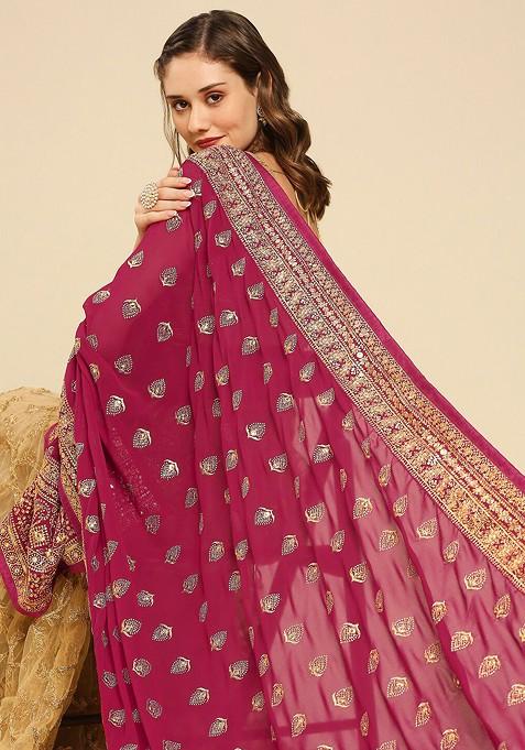 Embroidered Bridal Dupatta With Zardozi