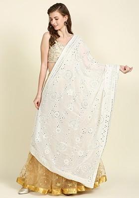 Women Embroidered Dupatta With Mirror Work