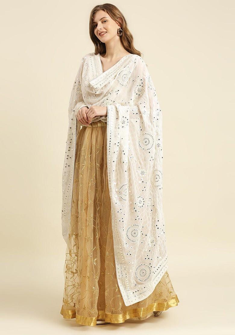 Women Embroidered Dupatta With Mirror Work