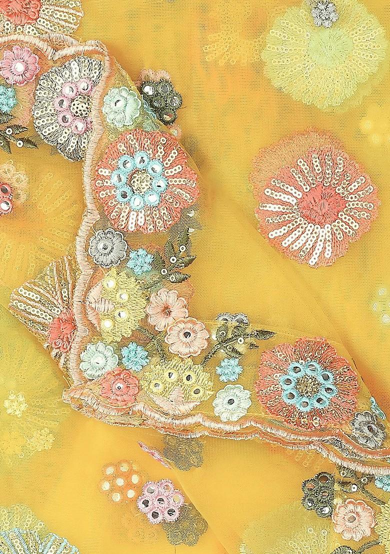 Floral Embroidered Sequinned Dupatta