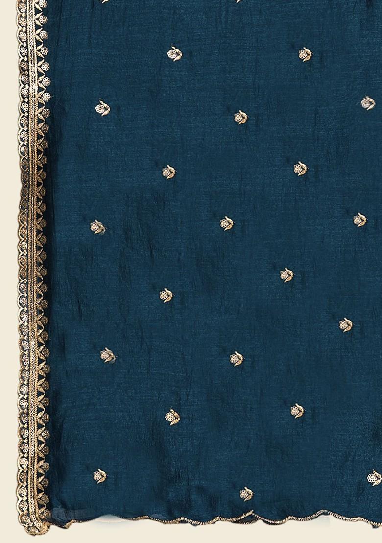 Floral Embroidered Sequinned Dupatta