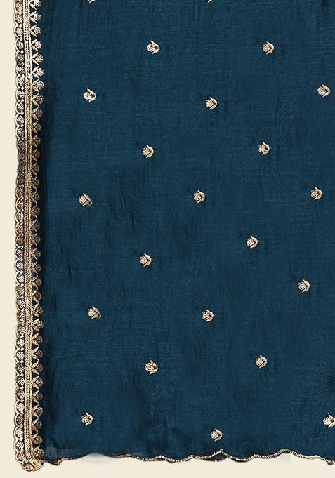 Floral Embroidered Sequinned Dupatta