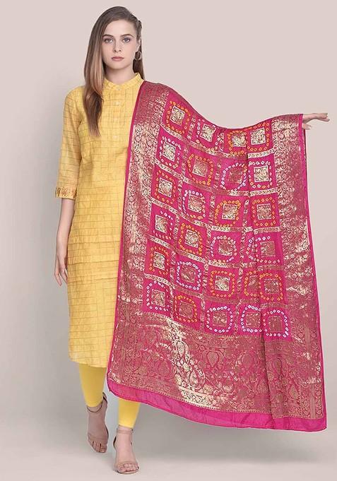 Ethnic Motifs Woven Design Bandhani Dupatta