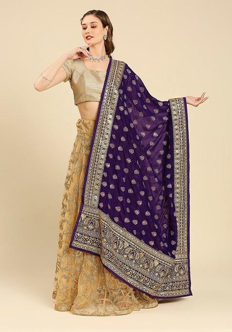 Ethnic Motif Embroidered Georgette Dupatta