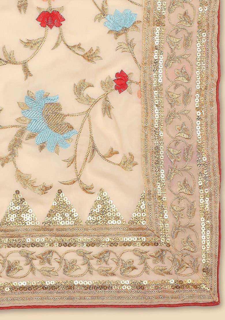 Embroidered Dupatta With Sequinned - Indya
