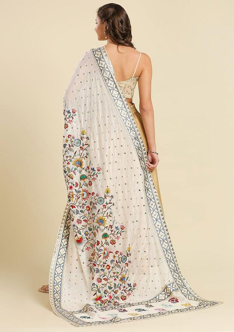 Floral Embroidered Dupatta With Zardozi