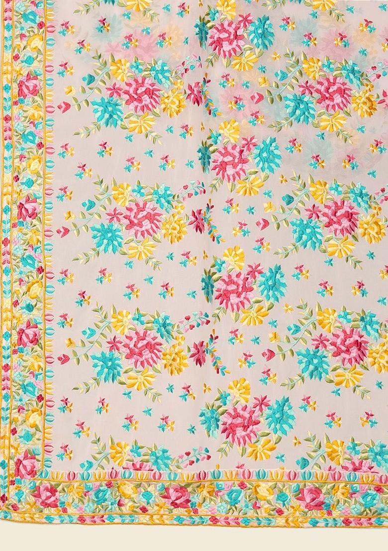 Floral Embroidered Thread Work Dupatta