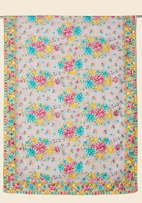Floral Embroidered Thread Work Dupatta