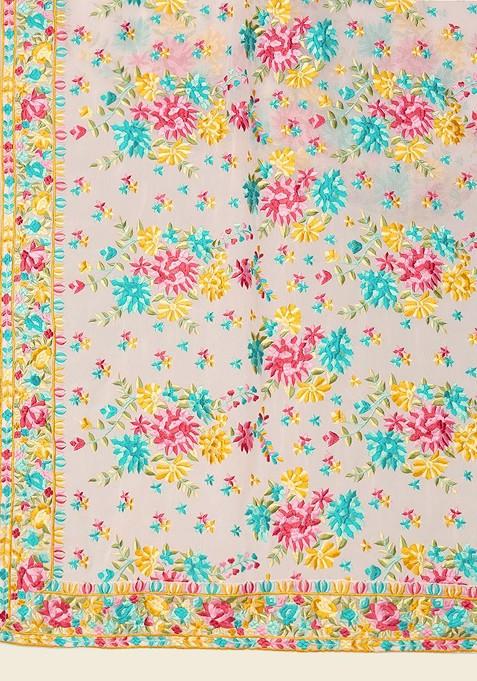 Floral Embroidered Thread Work Dupatta