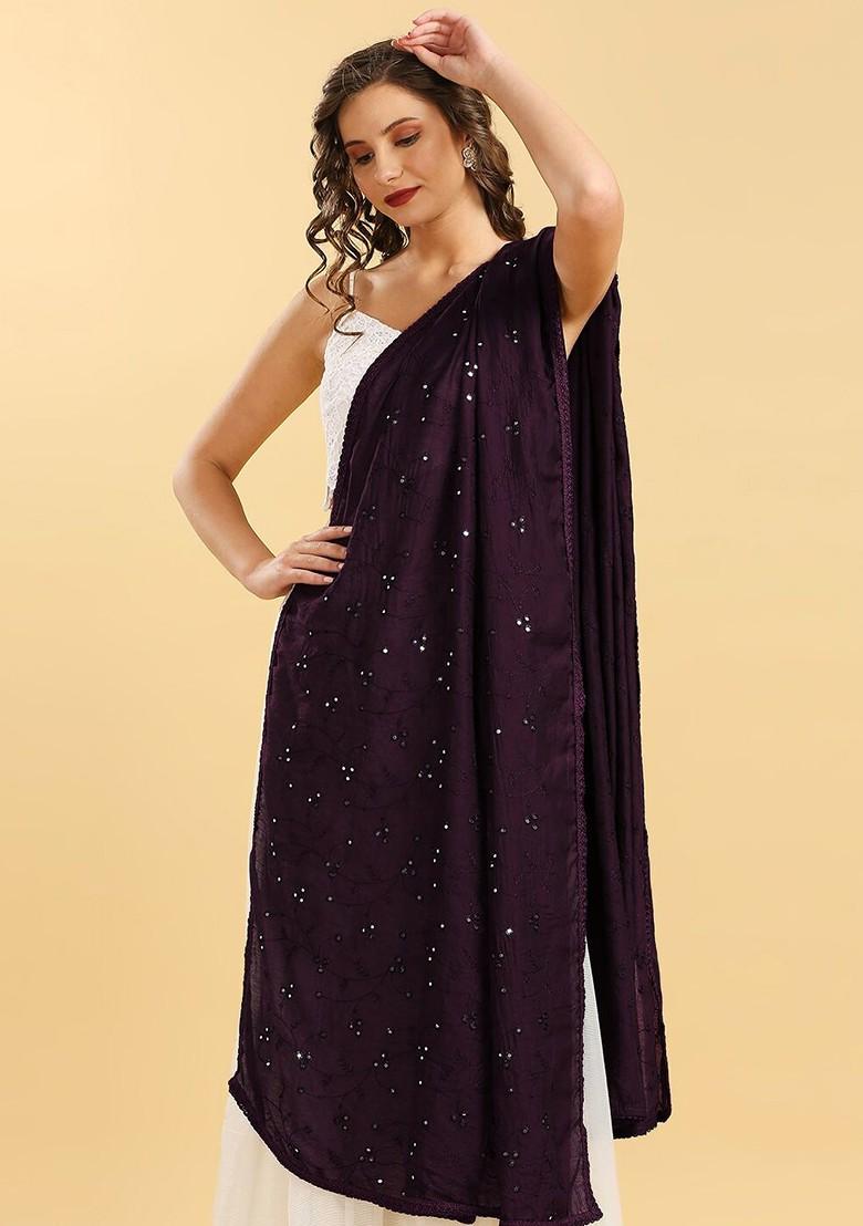 Embroidered Pure Cotton Dupatta With Mirror Work