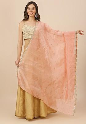 Floral Embroidered Sequinned Dupatta