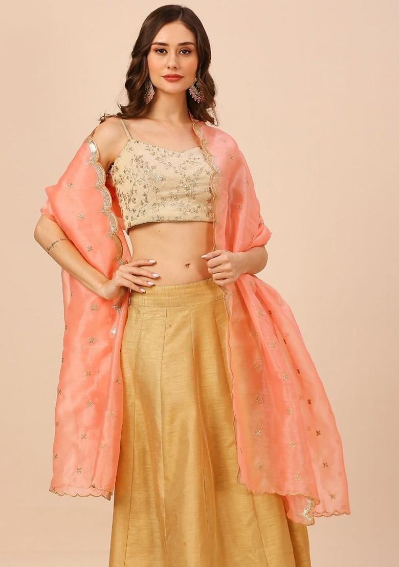 Floral Embroidered Sequinned Dupatta