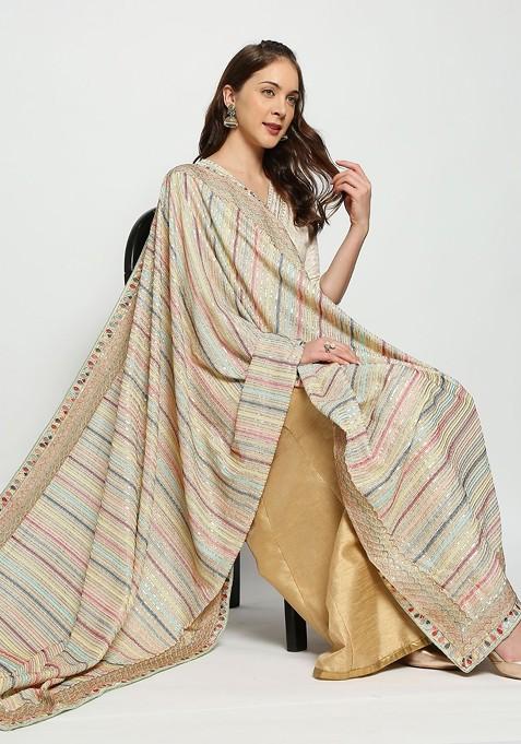 Embroidered Dupatta With Sequinned