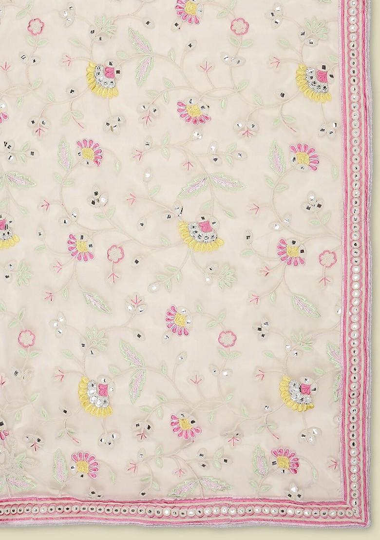 Women Embroidered Organza Dupatta With Mirror Work