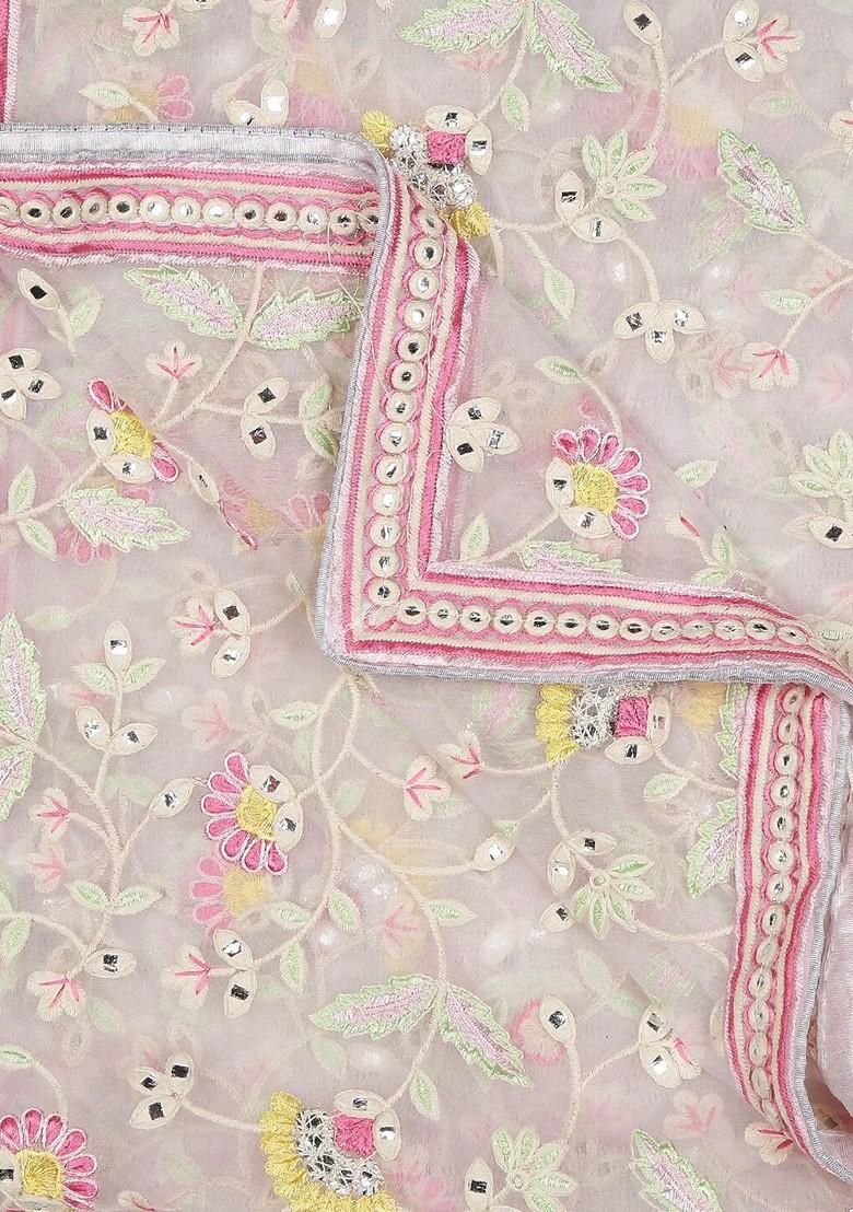 Women Embroidered Organza Dupatta With Mirror Work