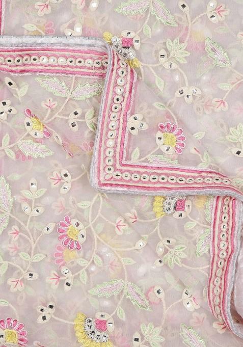 Women Embroidered Organza Dupatta With Mirror Work