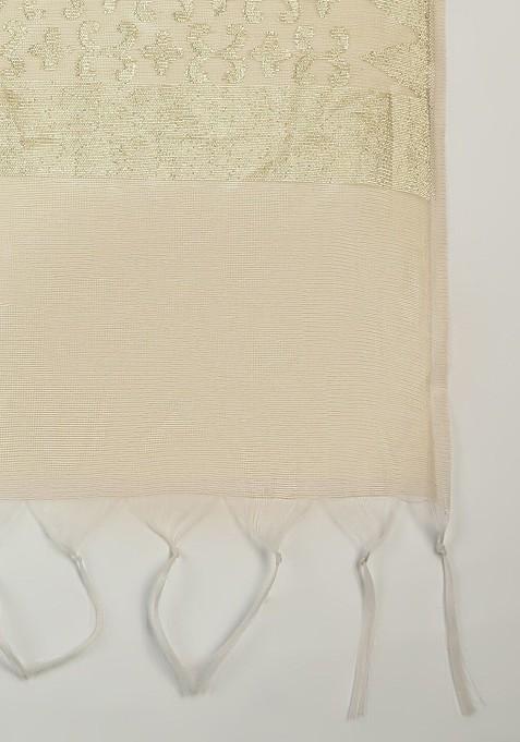 Gold Toned Ethnic Motifs Woven Design Dupatta With Zari