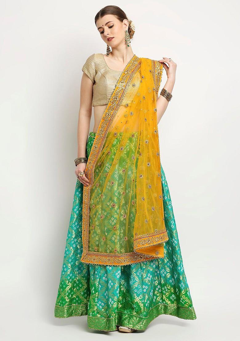 Mustard Yellow And Pink Ethnic Motifs Embroidered Dupatta