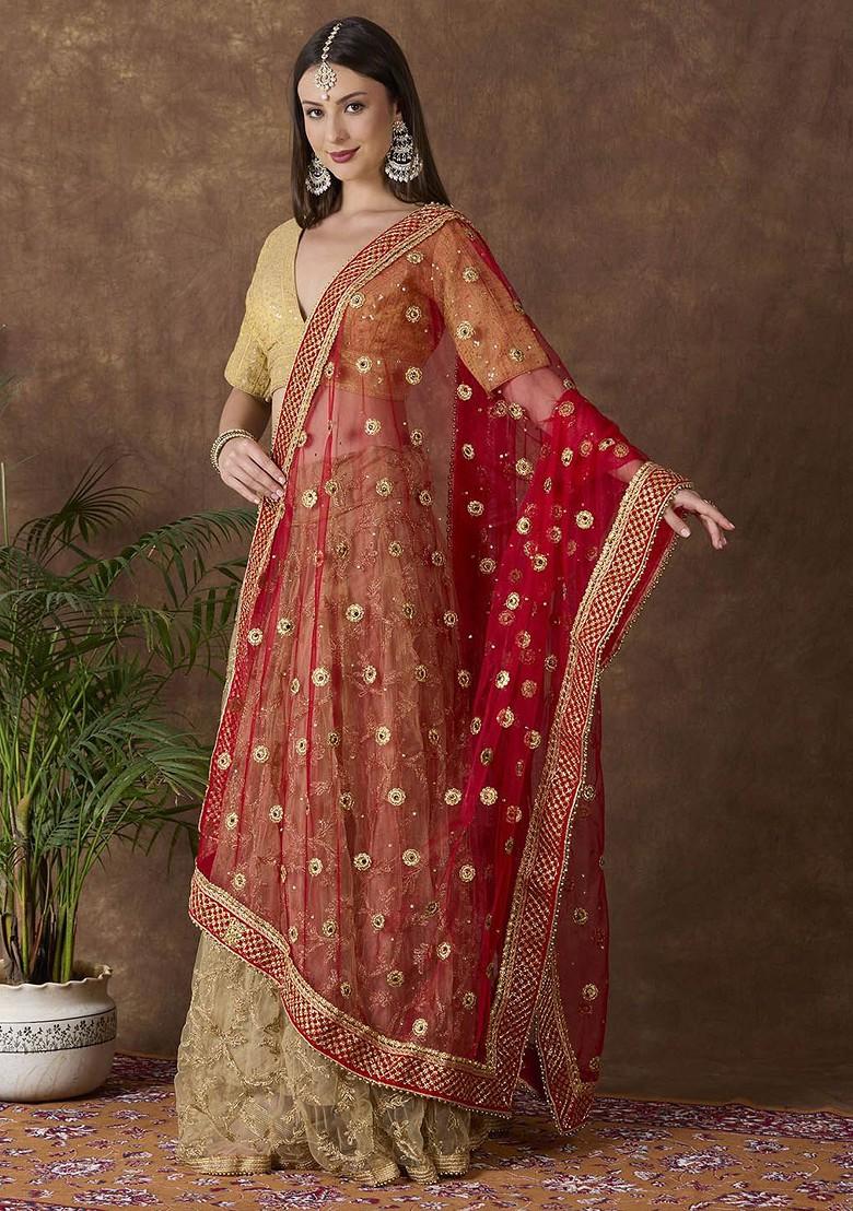 Embroidered Dupatta With Zardozi