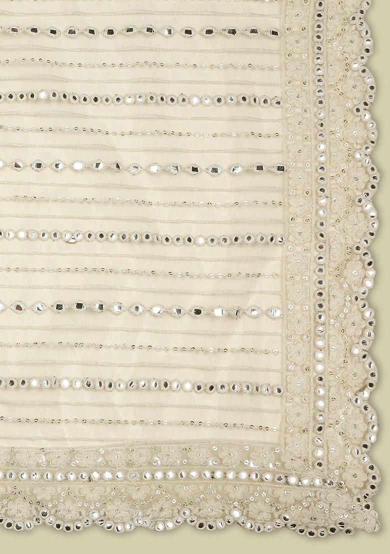 Mirror Work Embroidered Net Dupatta