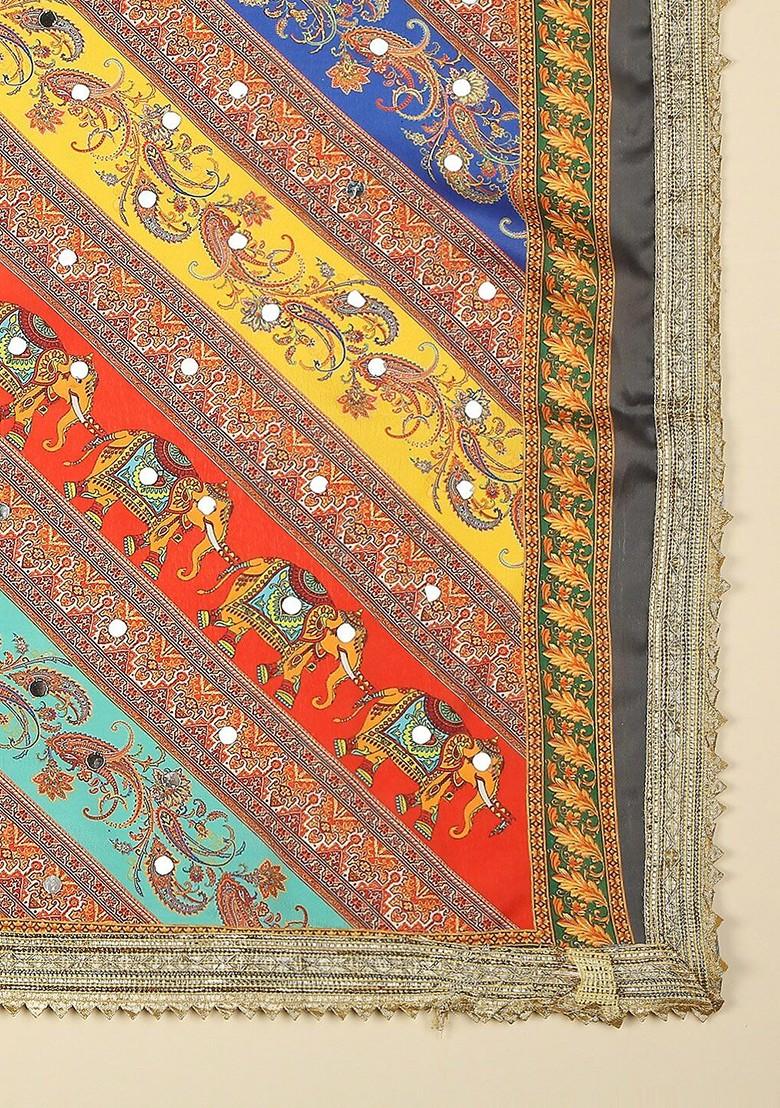 Ethnic Motifs Printed Dupatta With Mirror Work