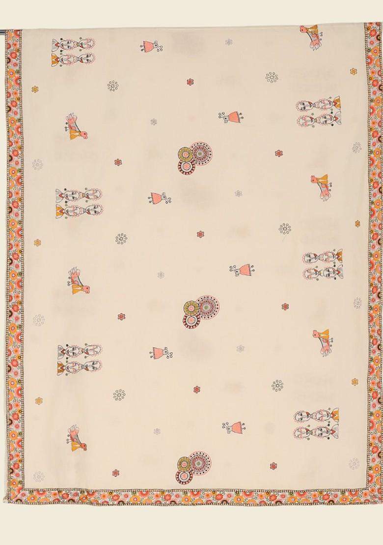 Ethnic Motifs Embroidered Thread Work Pure Cotton Dupatta