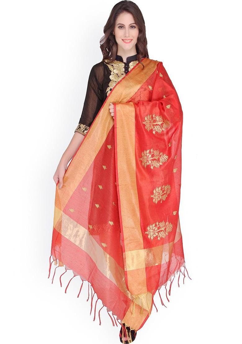 Red Embroidered Dupatta