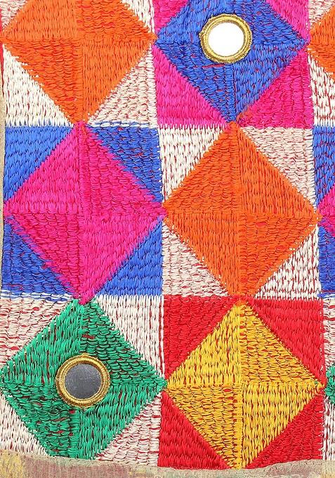 Multicoloured Phulkari Embroidered Dupatta