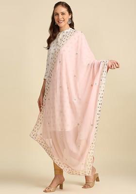 Ethnic Motifs Embroidered Dupatta With Zardozi