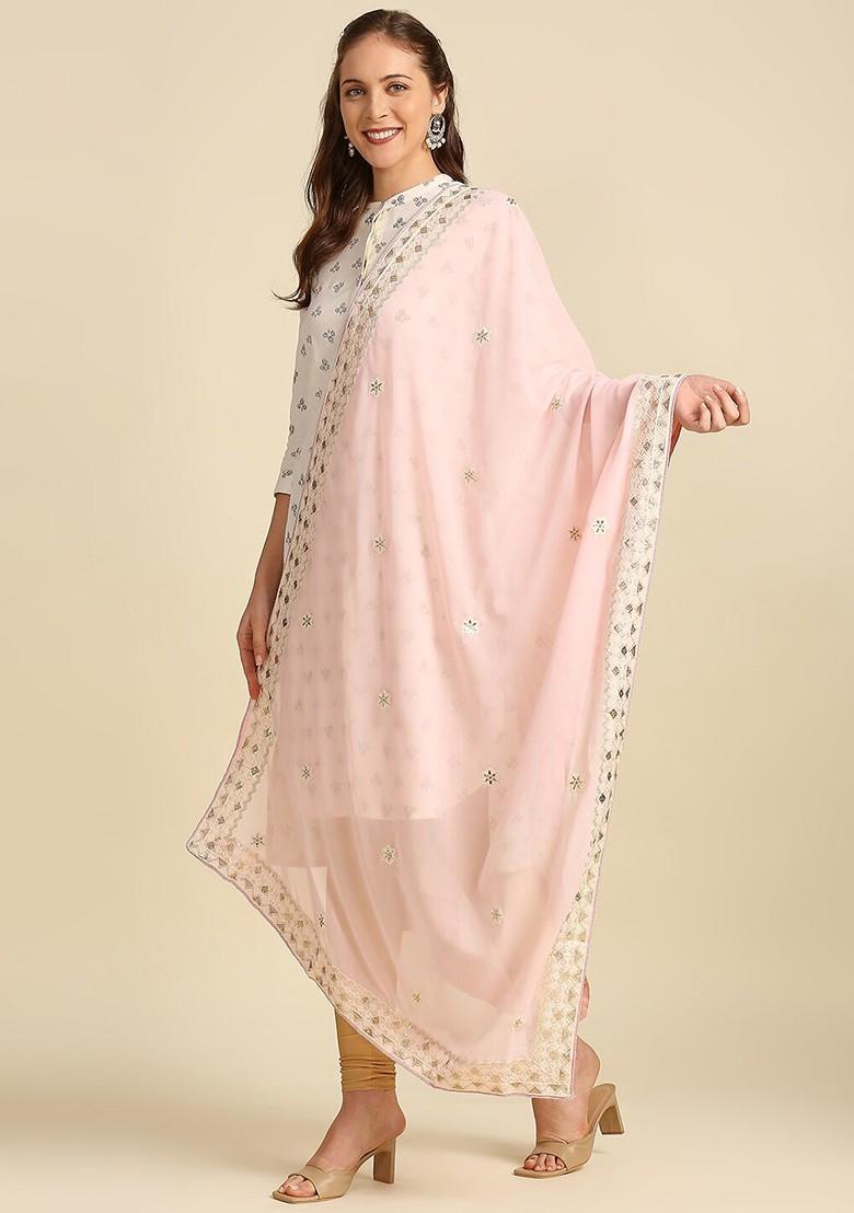 Ethnic Motifs Embroidered Dupatta With Zardozi