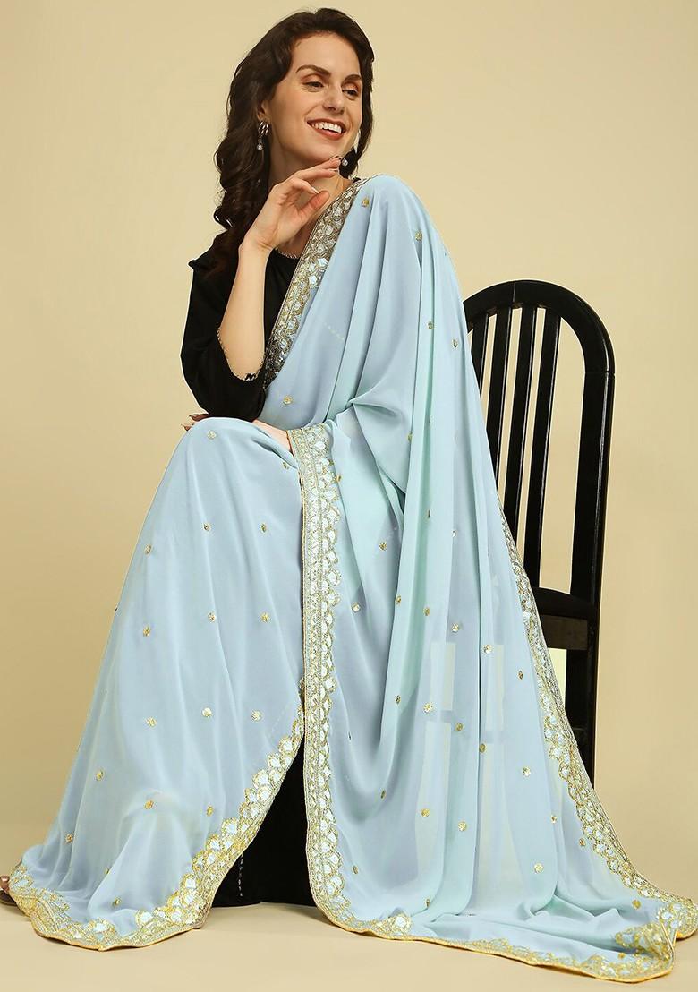 Ethnic Motifs Embroidered Dupatta With Zardozi