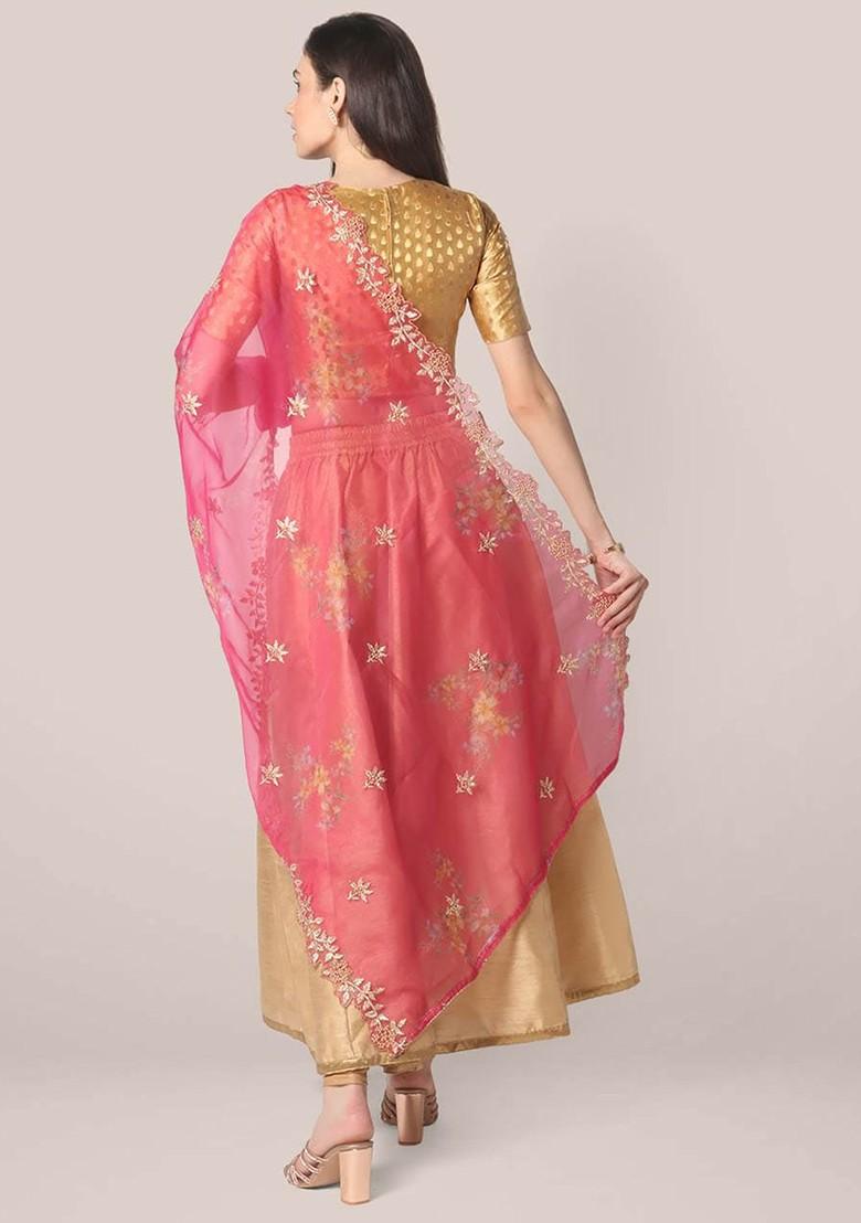 Embroidered Organza Dupatta With Zardozi