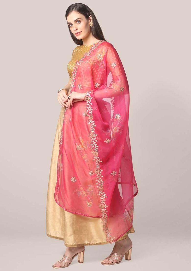 Embroidered Organza Dupatta With Zardozi