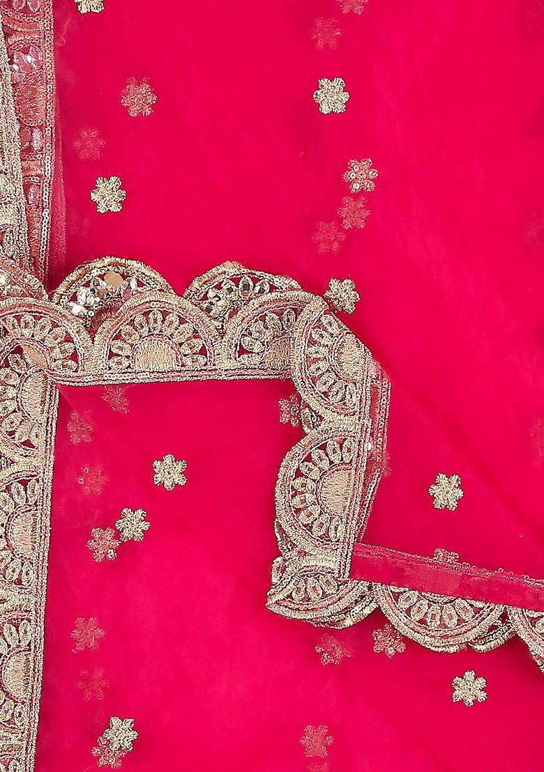 Ethnic Motifs Embroidered Dupatta With Zardozi