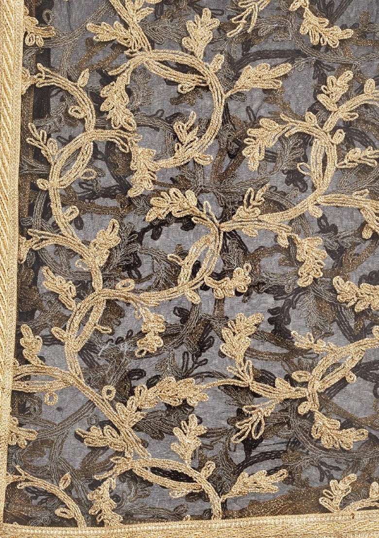 Embroidered Dupatta With Zardozi - Indya