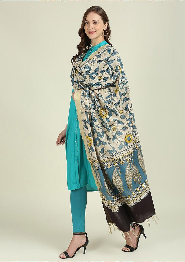 Ethnic Motifs Printed Kalamkari Cotton Dupatta