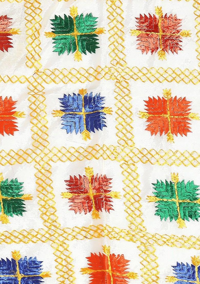 Multicoloured Embroidered Dupatta With Phulkari