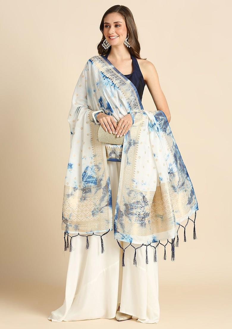 Dyed Shibori Printed Banarasi Silk Dupatta