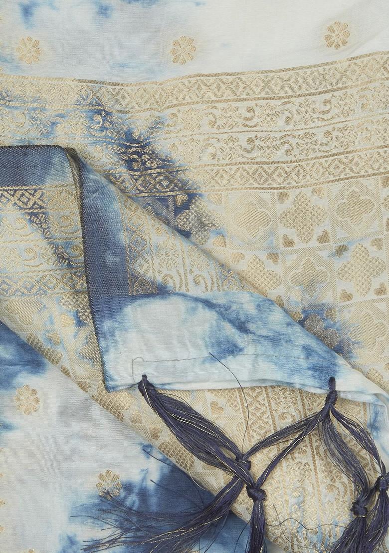 Dyed Shibori Printed Banarasi Silk Dupatta