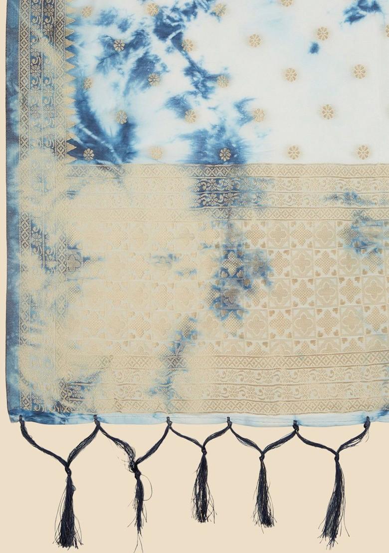 Dyed Shibori Printed Banarasi Silk Dupatta