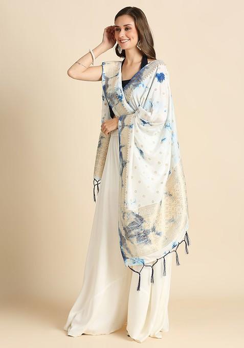 Dyed Shibori Printed Banarasi Silk Dupatta