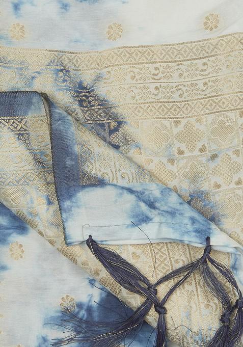 Dyed Shibori Printed Banarasi Silk Dupatta
