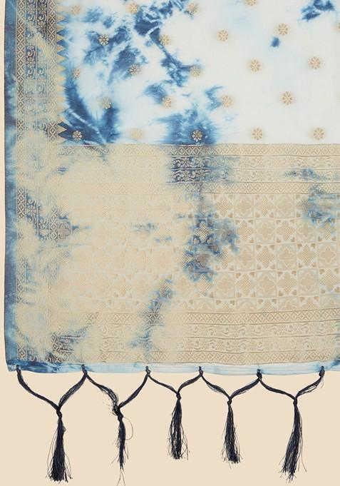 Dyed Shibori Printed Banarasi Silk Dupatta